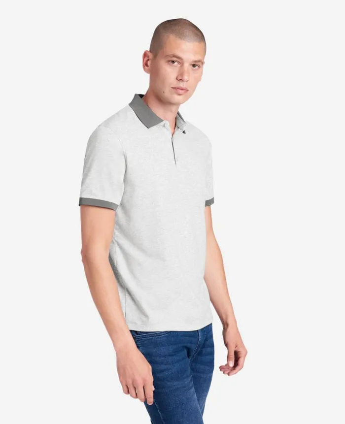 Kenneth Cole Polos and TShirts Men Colorblock Collar Solid Short Sleeve Polo Grey