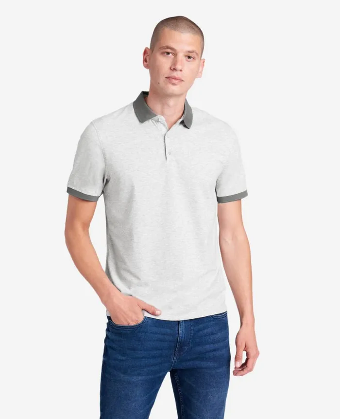 Kenneth Cole Polos and TShirts Men Colorblock Collar Solid Short Sleeve Polo Grey Kenneth Cole Polos and TShirts Men Colorblock Collar Solid Short Sleeve Polo Grey