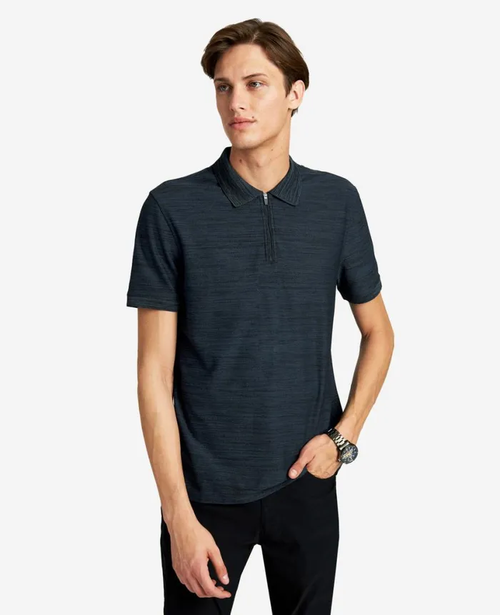 Kenneth Cole Polos and TShirts Men The Zipup Knit Polo Blue
