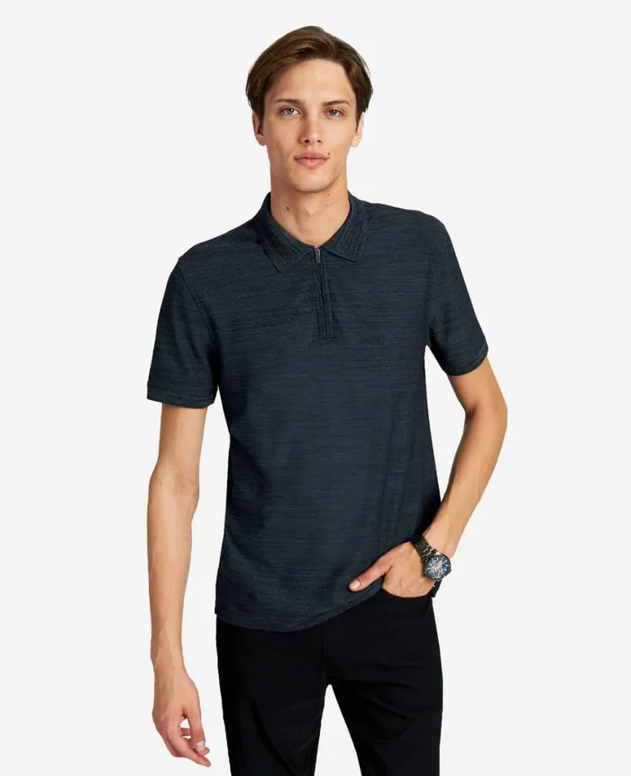 Kenneth Cole Polos and TShirts Men The Zipup Knit Polo Blue