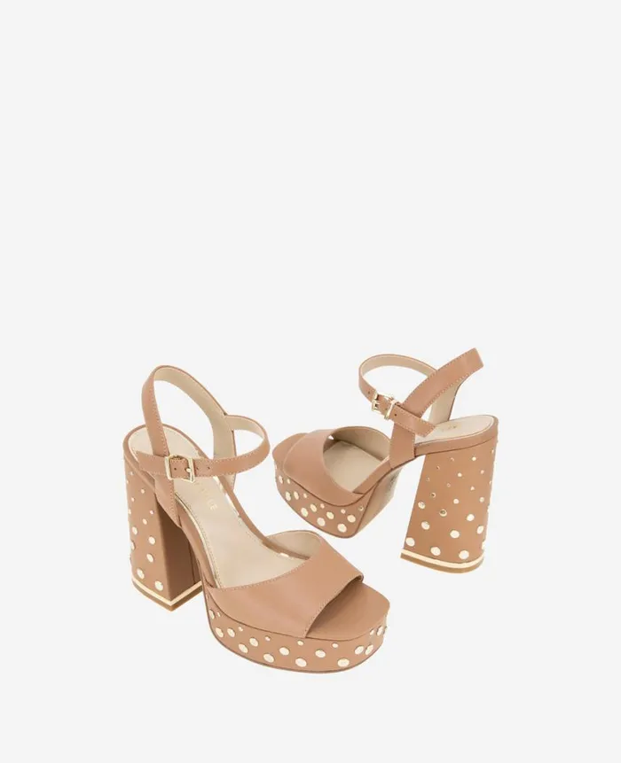 Kenneth Cole Pumps and Heels Women Dolly Stud Ankle Strap Platform Heeled Sandal Tan