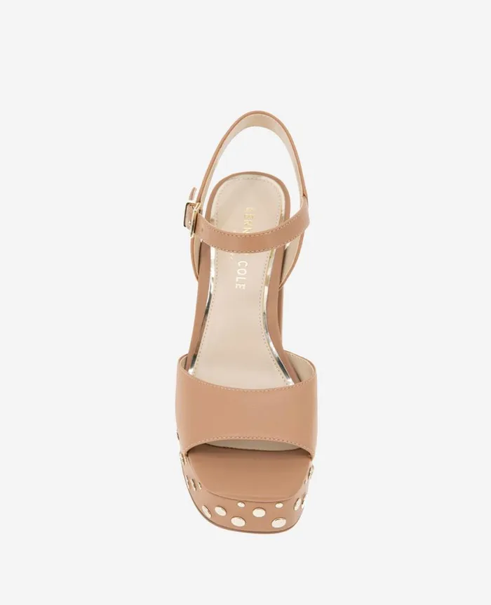 Kenneth Cole Pumps and Heels Women Dolly Stud Ankle Strap Platform Heeled Sandal Tan
