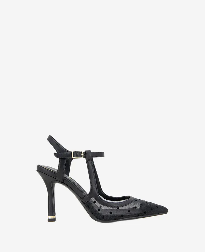 Kenneth Cole Pumps and Heels Women Romi Mesh Ankle Slingback Heel Black