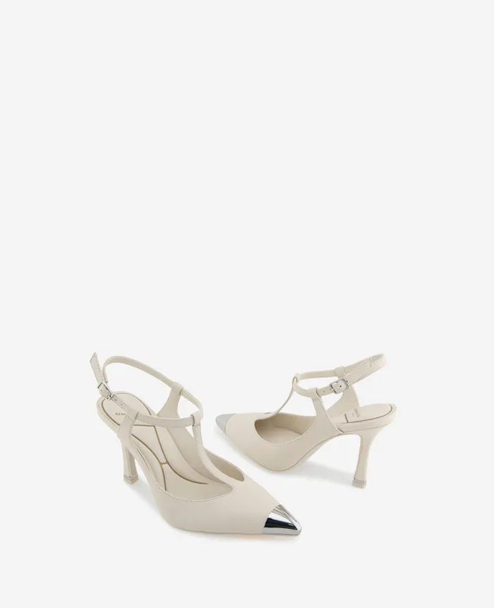 Kenneth Cole Pumps and Heels Women Romi TStrap Leather Slingback Heel White