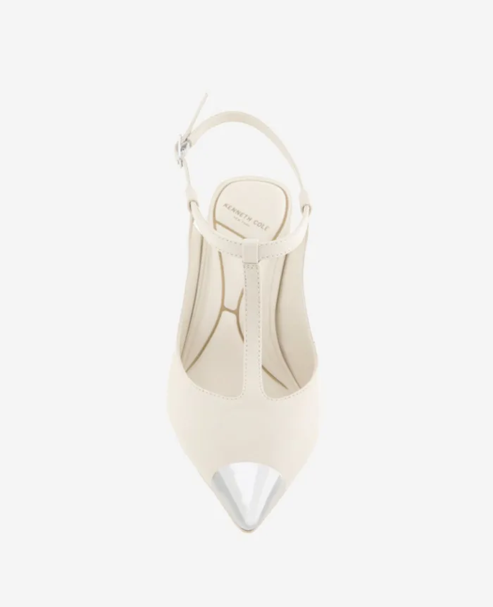 Kenneth Cole Pumps and Heels Women Romi TStrap Leather Slingback Heel White