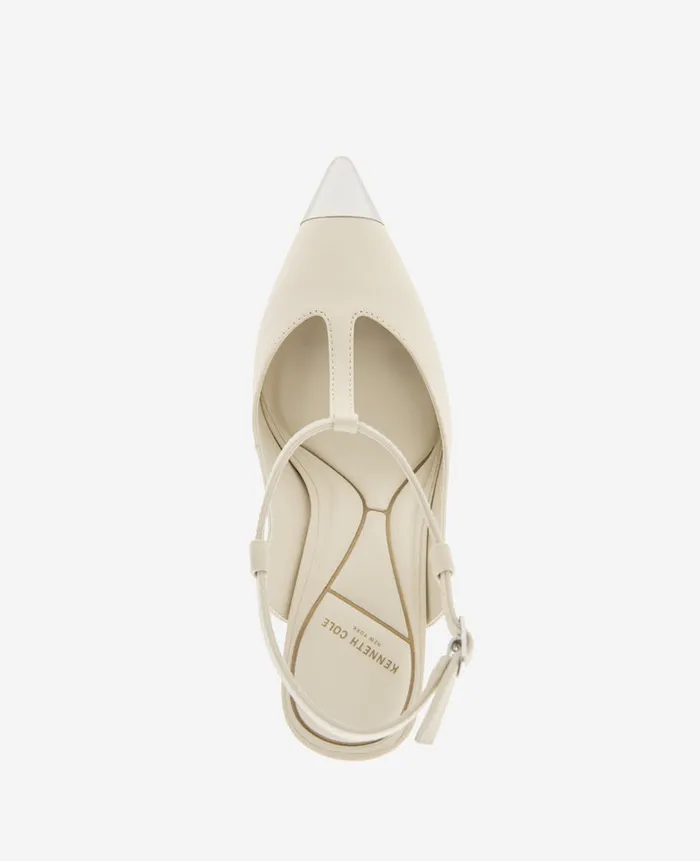 Kenneth Cole Pumps and Heels Women Romi TStrap Leather Slingback Heel White