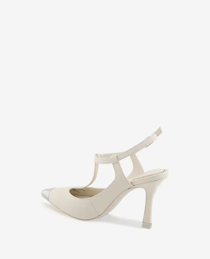 Kenneth Cole Pumps and Heels Women Romi TStrap Leather Slingback Heel White