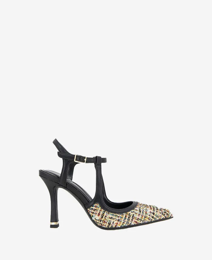 Kenneth Cole Pumps and Heels Women Romi Tweed Ankle Slingback Heel Metallic