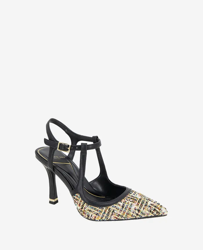 Kenneth Cole Pumps and Heels Women Romi Tweed Ankle Slingback Heel Metallic Kenneth Cole Pumps and Heels Women Romi Tweed Ankle Slingback Heel Metallic