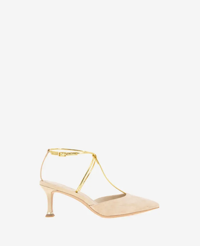 Kenneth Cole Pumps and Heels Women Umi TStrap Suede Heel Beige