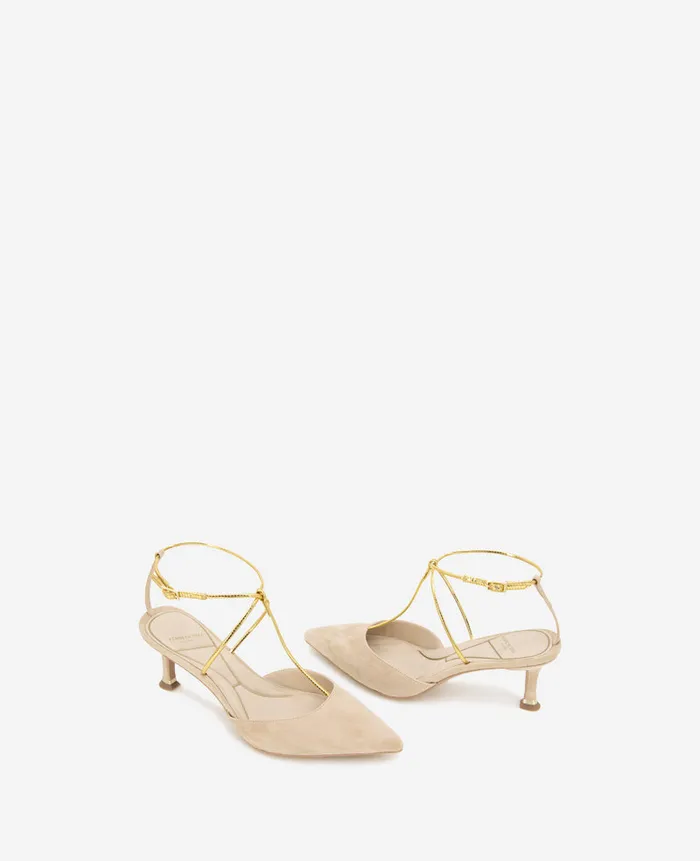 Kenneth Cole Pumps and Heels Women Umi TStrap Suede Heel Beige