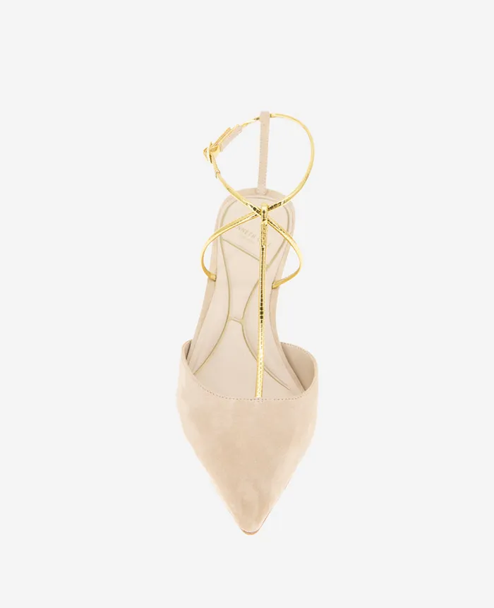 Kenneth Cole Pumps and Heels Women Umi TStrap Suede Heel Beige