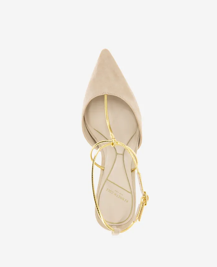 Kenneth Cole Pumps and Heels Women Umi TStrap Suede Heel Beige