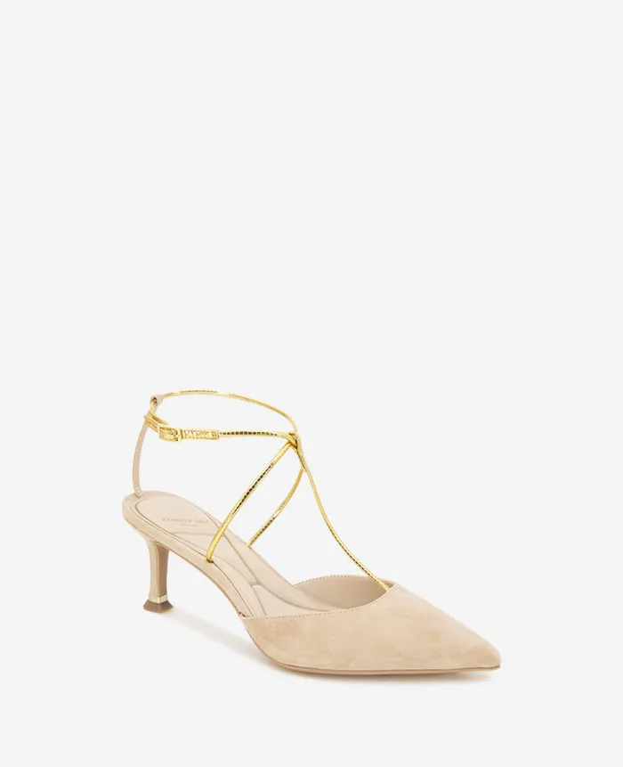 Kenneth Cole Pumps and Heels Women Umi TStrap Suede Heel Beige