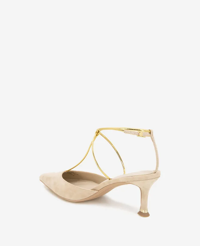 Kenneth Cole Pumps and Heels Women Umi TStrap Suede Heel Beige
