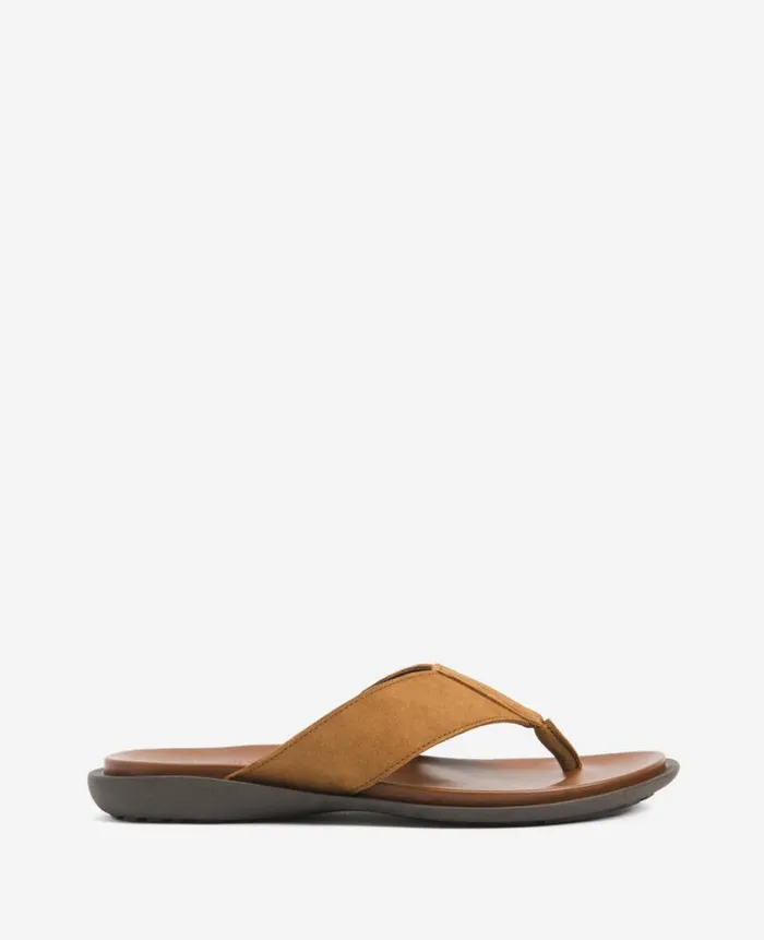 Kenneth Cole Sandals Men Sand Leather Thong Sandal Brown