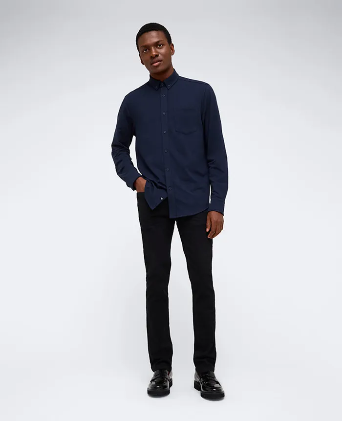 Kenneth Cole Shirts Men Long Sleeve Button Down Stretch Shirt With Pocket Blue Kenneth Cole Shirts Men Long Sleeve Button Down Stretch Shirt With Pocket Blue