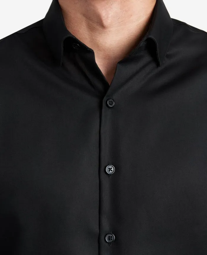 Kenneth Cole Shirts Men SlimFit ButtonDown Stretch Dress Shirt With TEK FIT Black Kenneth Cole Shirts Men SlimFit ButtonDown Stretch Dress Shirt With TEK FIT Black