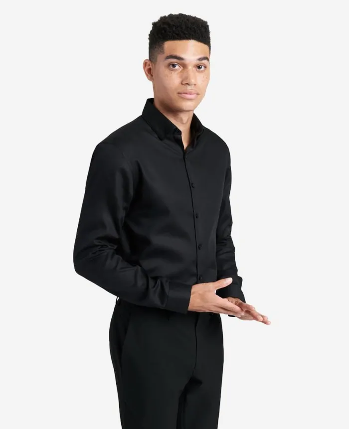 Kenneth Cole Shirts Men SlimFit ButtonDown Stretch Dress Shirt With TEK FIT Black Kenneth Cole Shirts Men SlimFit ButtonDown Stretch Dress Shirt With TEK FIT Black