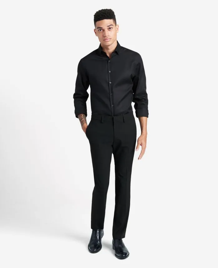 Kenneth Cole Shirts Men SlimFit ButtonDown Stretch Dress Shirt With TEK FIT Black Kenneth Cole Shirts Men SlimFit ButtonDown Stretch Dress Shirt With TEK FIT Black