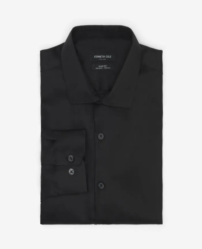 Kenneth Cole Shirts Men SlimFit ButtonDown Stretch Dress Shirt With TEK FIT Black Kenneth Cole Shirts Men SlimFit ButtonDown Stretch Dress Shirt With TEK FIT Black