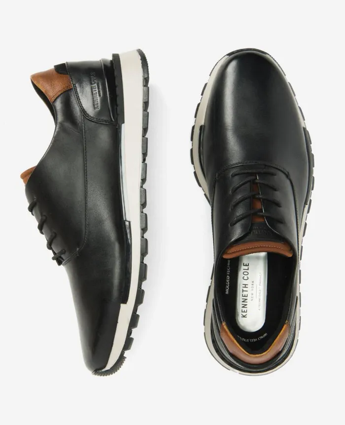 Kenneth Cole Sneakers Men Kev Leather LaceUp With TECHNICOLE Black