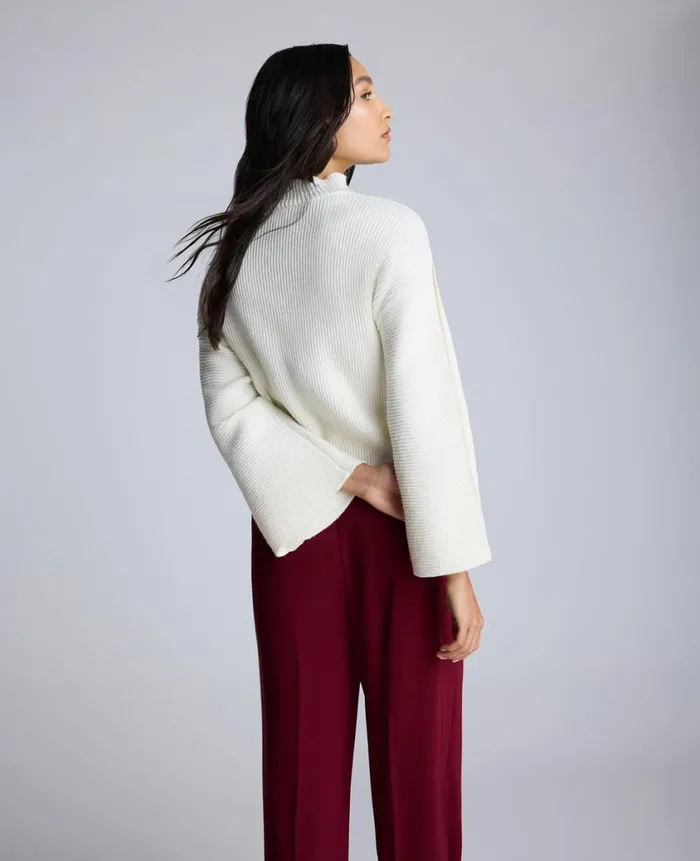 Kenneth Cole Sweaters Women Mock Neck Pullover Sweater With Placket Sleeve White Kenneth Cole Sweaters Women Mock Neck Pullover Sweater With Placket Sleeve White
