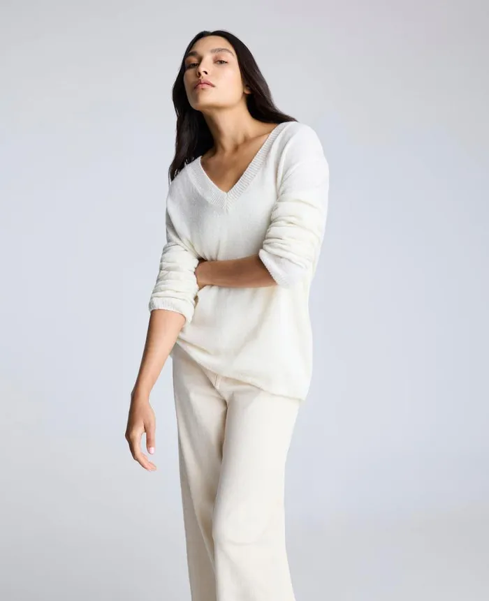 Kenneth Cole Sweaters Women Oversized VNeck Sweater Beige