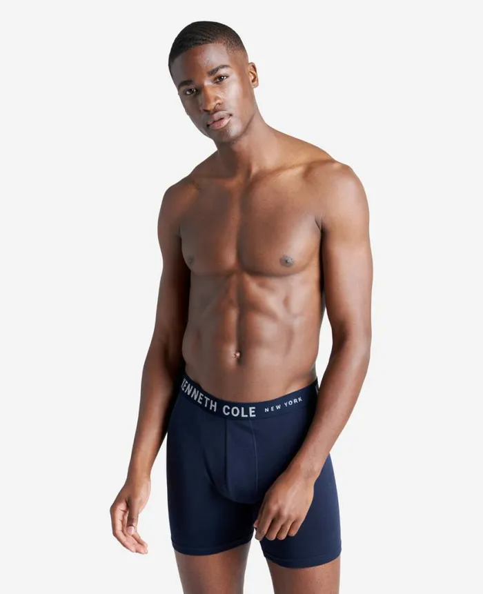 Kenneth Cole Underwear and Loungewear Men Cotton Modal Stretch Boxer Brief 3Pack Black