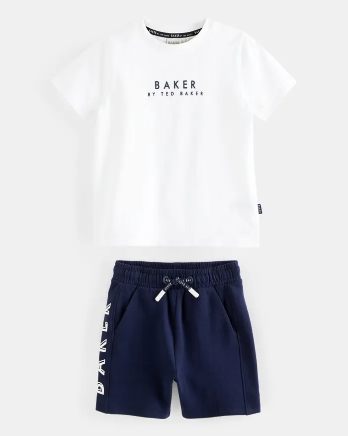 Kids ANSLEI 8211 Branded Cotton TShirt And Shorts Set Navy Ted Baker Sets and Outfits