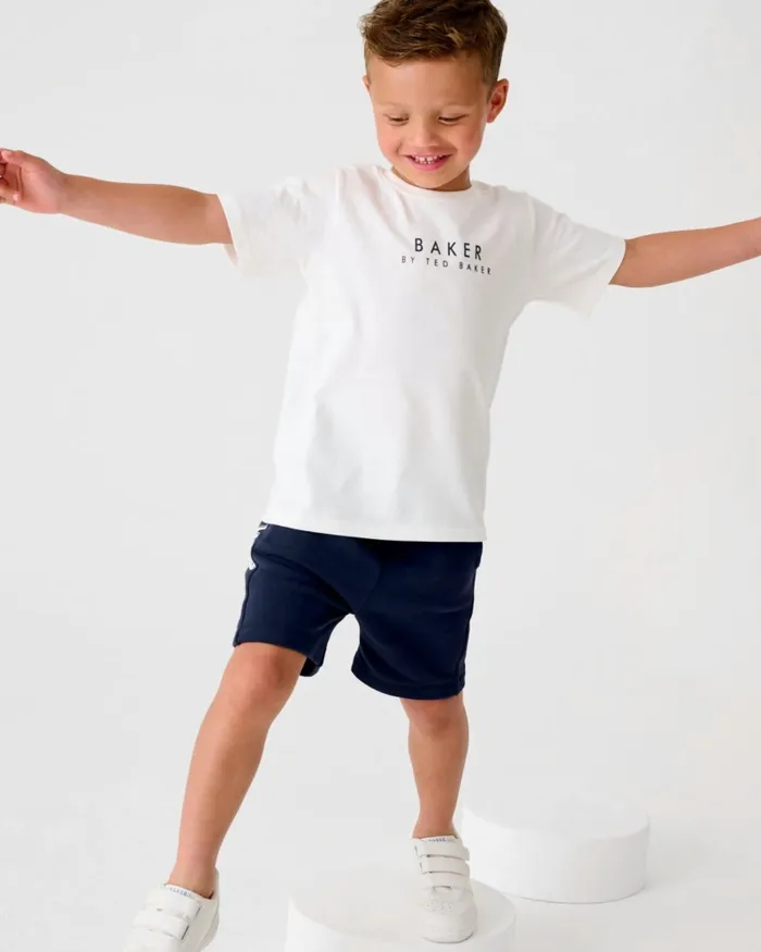 Kids ANSLEI 8211 Branded Cotton TShirt And Shorts Set Navy Ted Baker Sets and Outfits