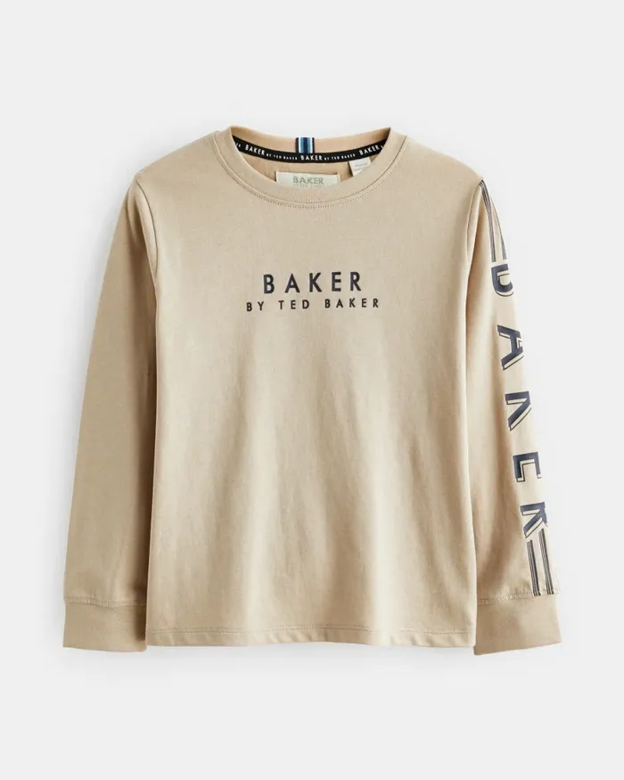 Kids GROZDAN 8211 Branded Long Sleeve TShirt Stone Ted Baker Tops