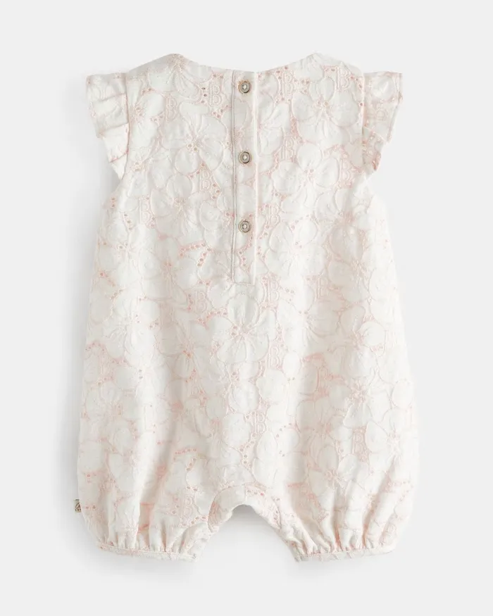 Kids JIESSY 8211 Floral Broderie Cotton Romper Pink Ted Baker Playsuits and Sets