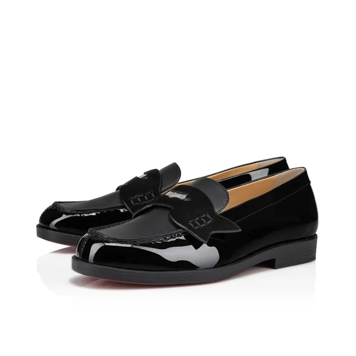Kids Mini Penny Loafers 8211 Patent Calf Leather And Suede 8211 Black Christian Louboutin Boots and Loafers