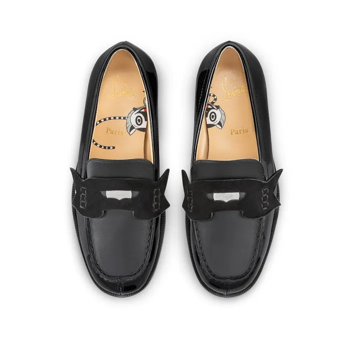 Kids Mini Penny Loafers 8211 Patent Calf Leather And Suede 8211 Black Christian Louboutin Boots and Loafers