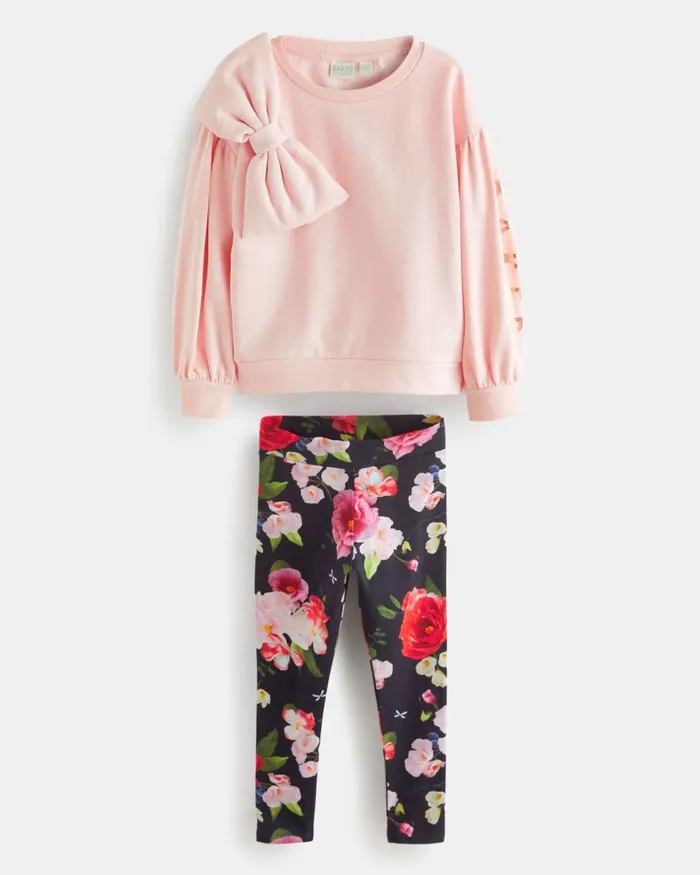 Kids PIENNA 8211 Oversized Bow Sweatshirt And Leggings Set Pink Ted Baker Playsuits and Sets Kids PIENNA 8211 Oversized Bow Sweatshirt And Leggings Set Pink Ted Baker Playsuits and Sets