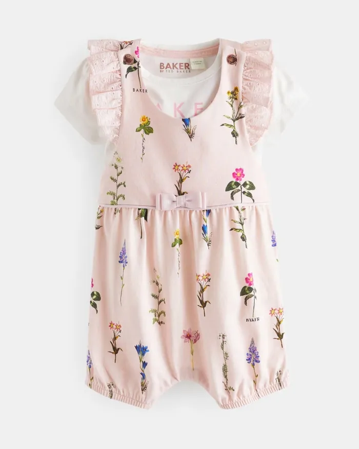 Kids SHANLL 8211 Floral Jersey Romper And TShirt Set Pink Ted Baker Playsuits and Sets Kids SHANLL 8211 Floral Jersey Romper And TShirt Set Pink Ted Baker Playsuits and Sets