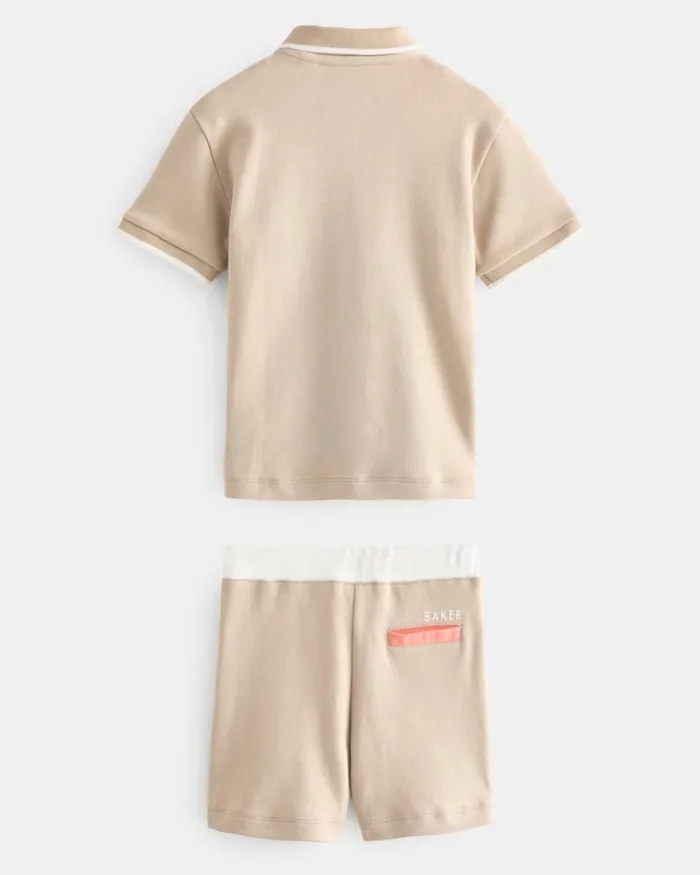 Kids SILVIU 8211 Colour Block Polo Shirt And Shorts Set Stone Ted Baker Tops