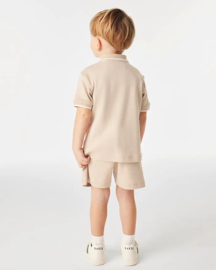Kids SILVIU 8211 Colour Block Polo Shirt And Shorts Set Stone Ted Baker Tops