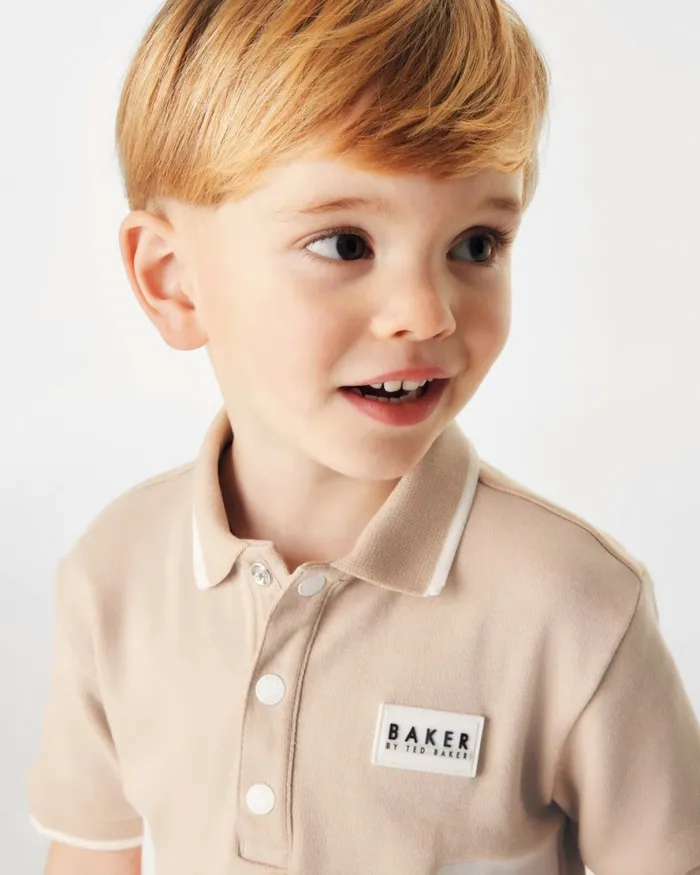 Kids SILVIU 8211 Colour Block Polo Shirt And Shorts Set Stone Ted Baker Tops