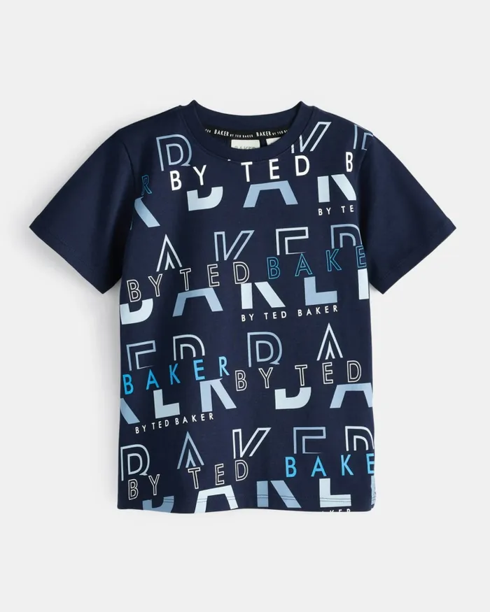 Kids TOONE 8211 Logo Graphic Cotton TShirt Navy Ted Baker Tops Kids TOONE 8211 Logo Graphic Cotton TShirt Navy Ted Baker Tops