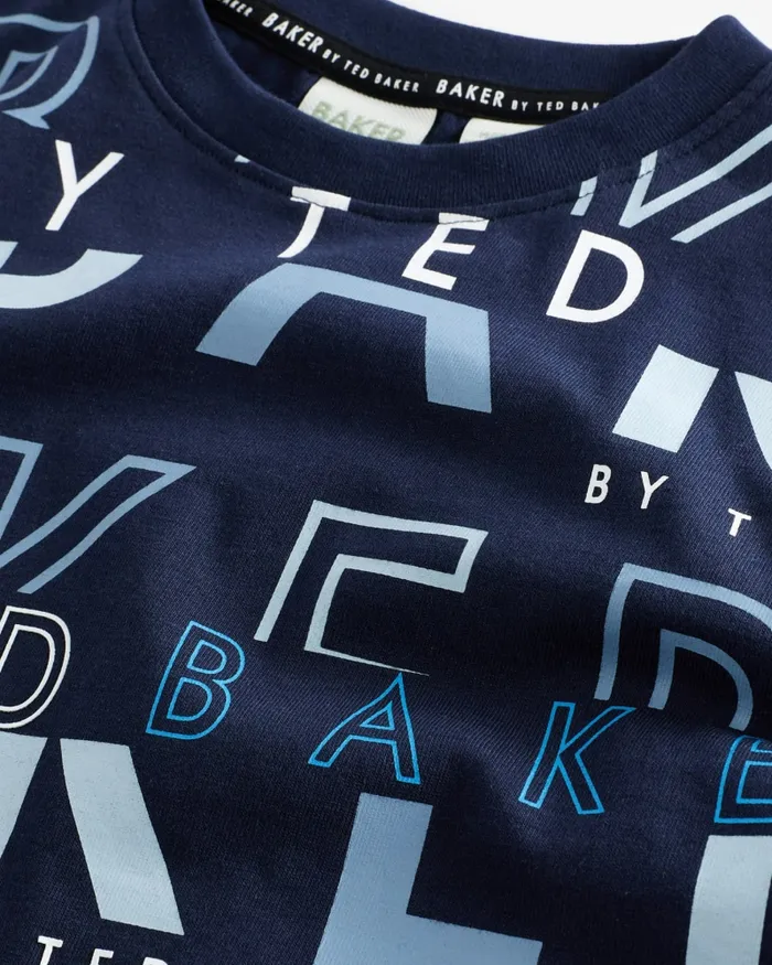 Kids TOONE 8211 Logo Graphic Cotton TShirt Navy Ted Baker Tops Kids TOONE 8211 Logo Graphic Cotton TShirt Navy Ted Baker Tops