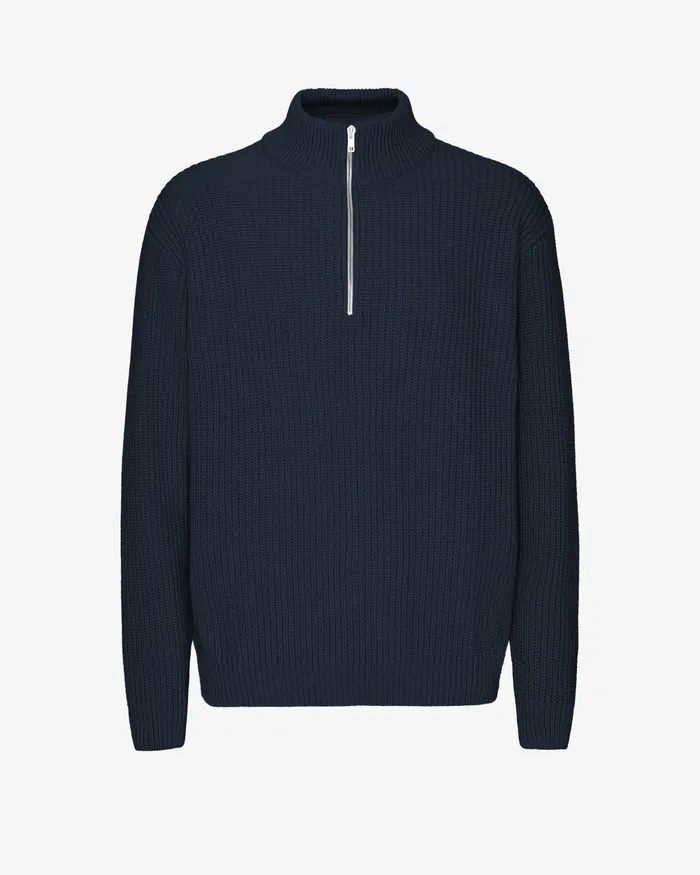Knit Sweaters Colorfulstandard Men Merino Quarter Zip 8211 Navy Blue