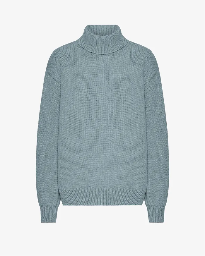 Knit Sweaters Merino Wool Turtleneck 8211 Stone Blue 8211 Colorfulstandard Women