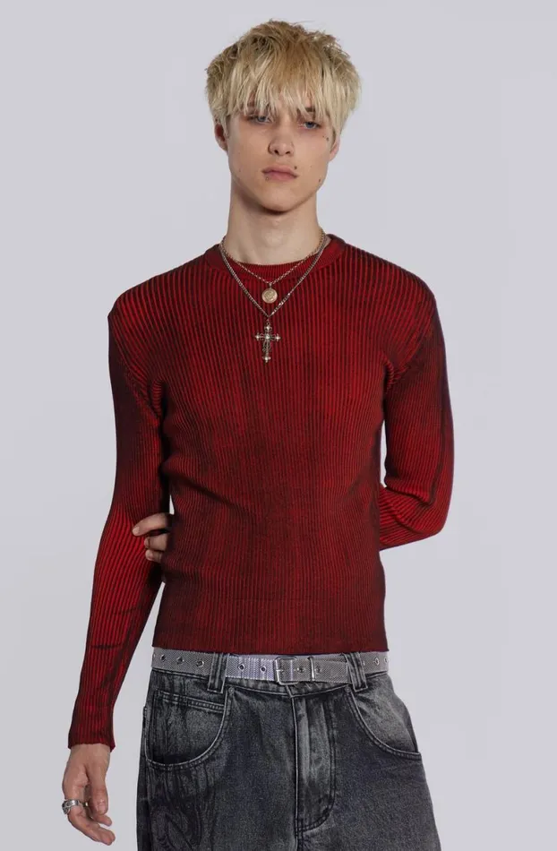 Knitwear Men Jaded London Red Scrape Knit