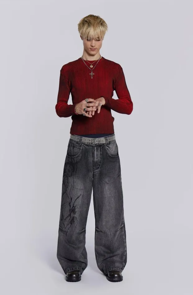 Knitwear Men Jaded London Red Scrape Knit