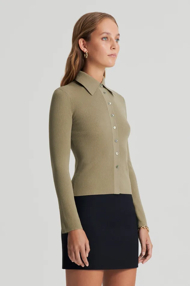 Knitwear Scanlan Theodore Women KNIT SHIRT SAFARI Knitwear Scanlan Theodore Women KNIT SHIRT SAFARI
