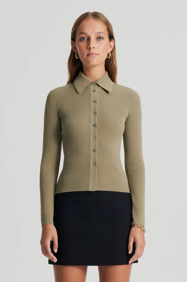 Knitwear Scanlan Theodore Women KNIT SHIRT SAFARI Knitwear Scanlan Theodore Women KNIT SHIRT SAFARI