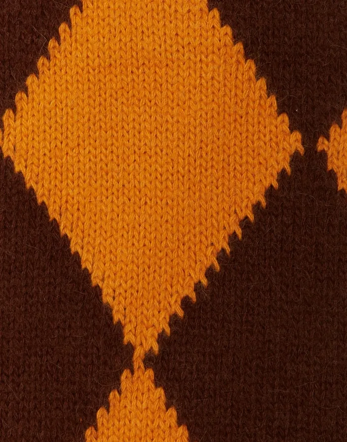 La Doublej Argyle Scarf Yellow Brown In Wool Women Foulards and Scarves