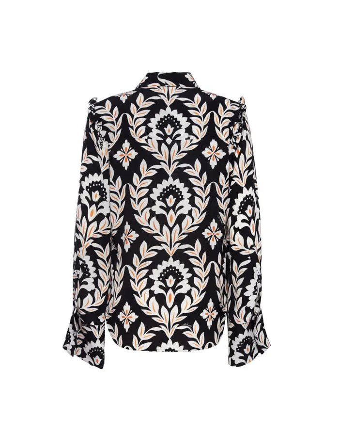 La Doublej Ascot Shirt Ghirlanda Black In Crepe De Chine Women Shirts and Tops